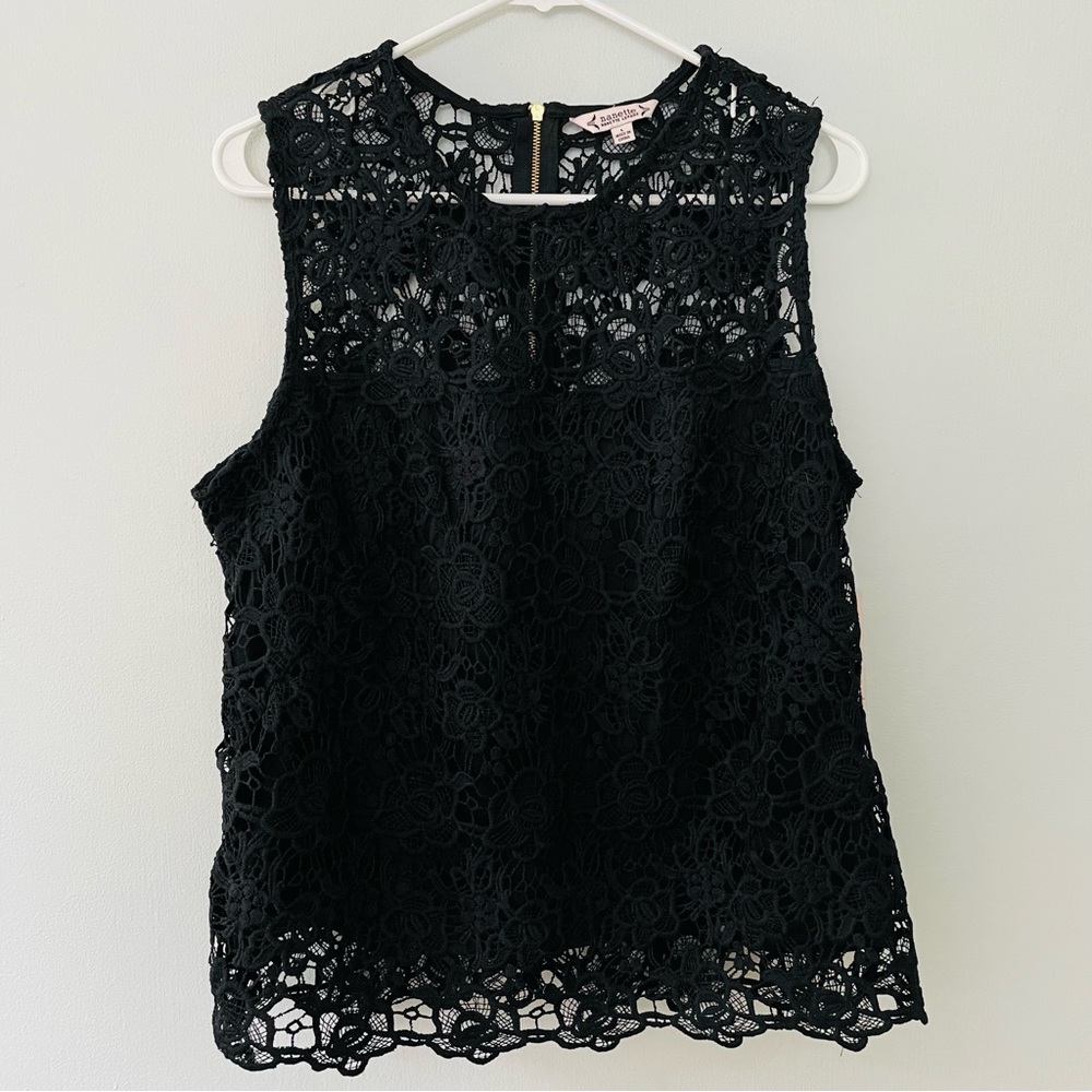 NANETTE LEPORE NWT Black Crochet Lace Sleeveless Top
